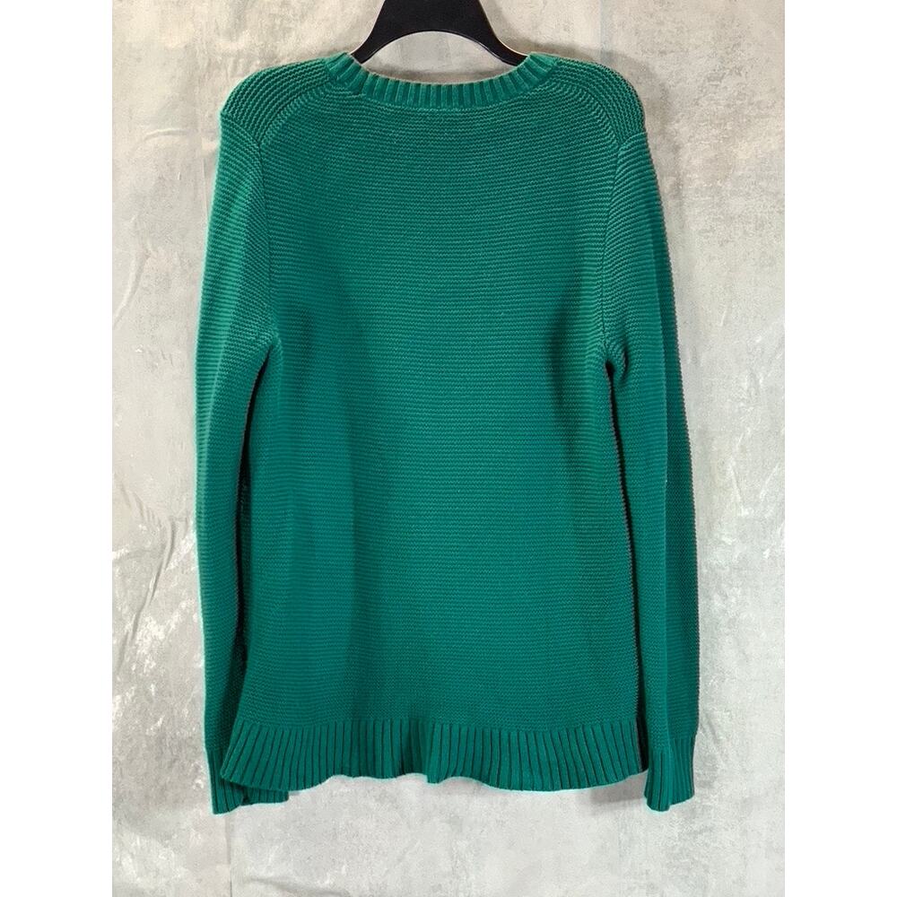 J.CREW Women's Academic Green Classic Crewneck Knit Pullover Sweater SZ M - Picture 2 of 9